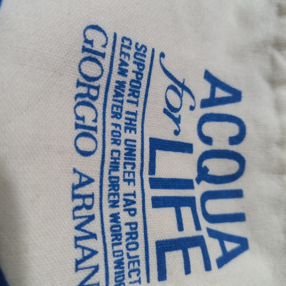 Giorgio Armani UNICEF collab bag large off white-cream colored linen toute bag - Picture 6 of 11